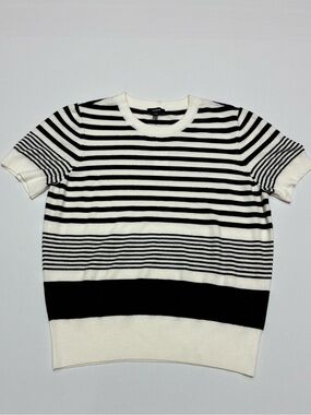 NWT Express Black and White Striped Crewneck Sweater
